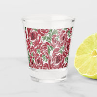 Elegant Vintage Rose Pattern - Red & Green Floral 