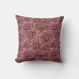 Elegant Vintage Rose Pattern Throw Pillow