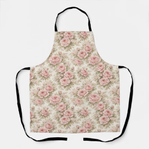 Elegant Vintage Rose Seamless Floral Pattern Apron