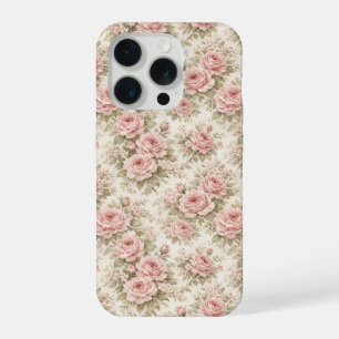 Elegant Vintage Rose Seamless Floral Pattern iPhone 15 Pro Case