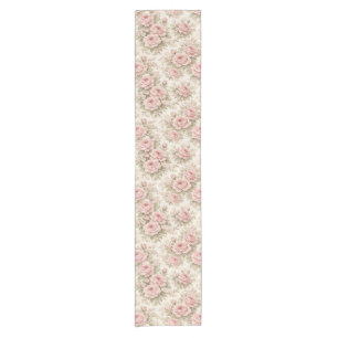 Elegant Vintage Rose Seamless Floral Pattern Short Table Runner