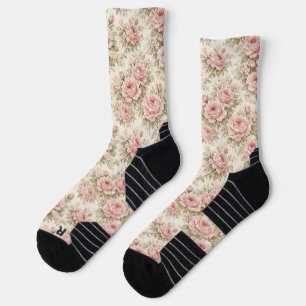 Elegant Vintage Rose Seamless Floral Pattern Socks