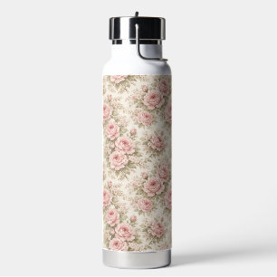 Elegant Vintage Rose Seamless Floral Pattern Water Bottle