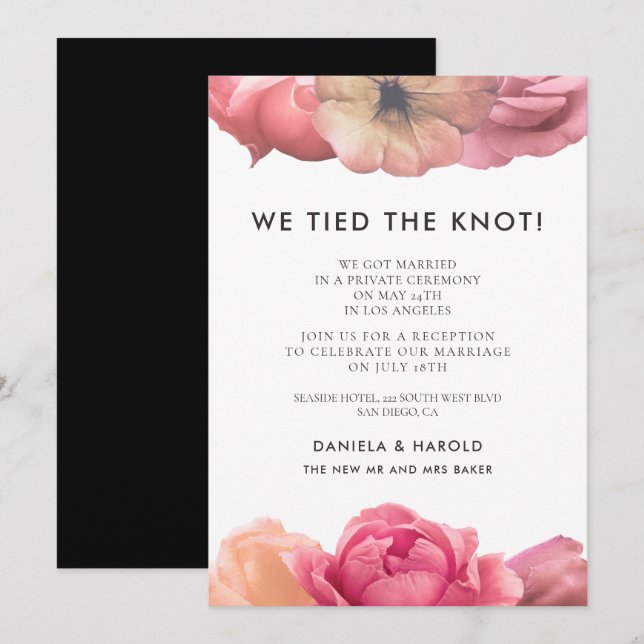 Elegant vintage rose wedding announcement (Front/Back)