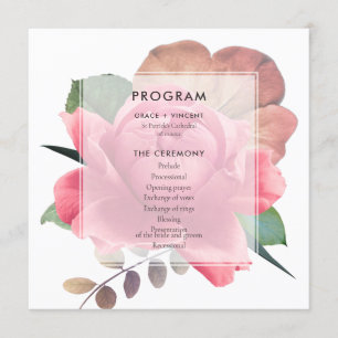 Elegant vintage rose wedding program
