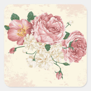 Elegant Vintage Roses Square Sticker