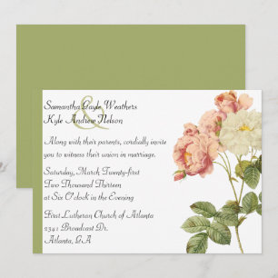 Elegant Vintage Roses Wedding Invitation