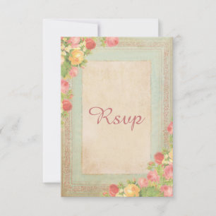 Elegant Vintage Roses Wedding RSVP Card