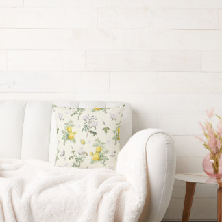 Elegant Vintage Roses White & Yellow Throw Pillow