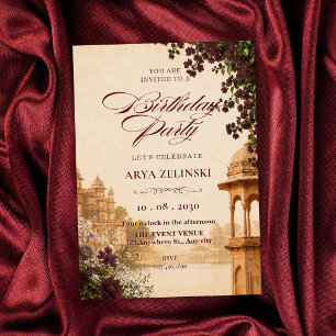 Elegant vintage royal palace architecture birthday invitation
