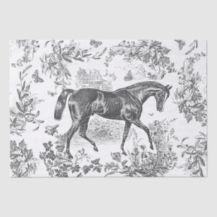 Elegant Vintage Rustic Black Horse Floral Toile Tissue Paper