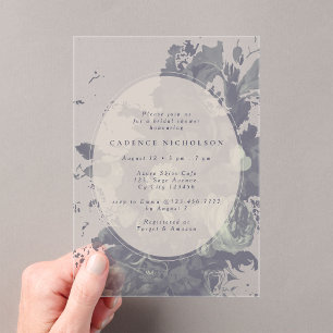 Elegant Vintage Rustic Floral Teal Bridal Shower Acrylic Invitations