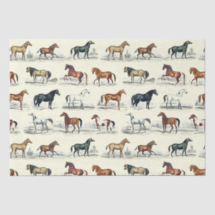 Elegant Vintage Rustic Horse Breeds Toile Tissue Paper