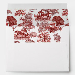 Elegant Vintage Rustic Red Horses Country Toile Envelope