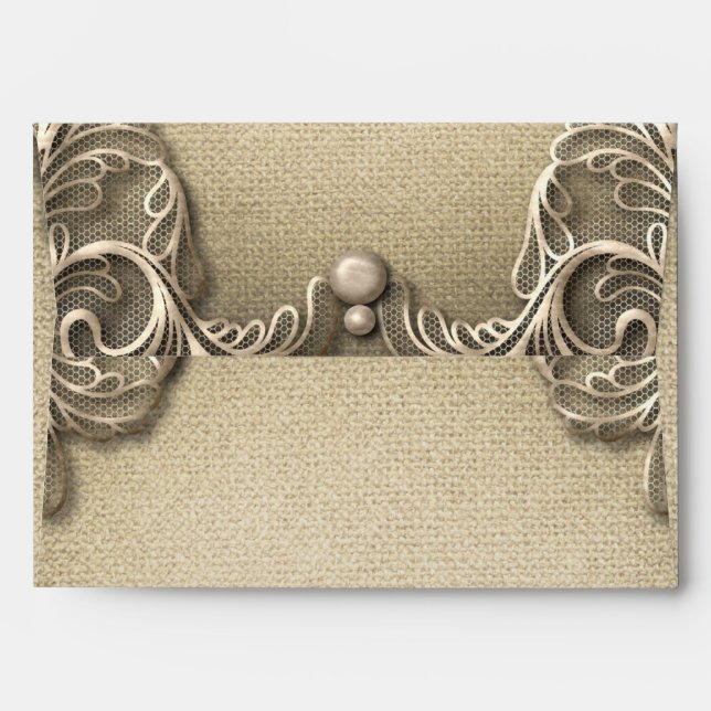 Elegant Vintage Rustic Western Burlap Invitation Envelopes (Back (Top Flap))