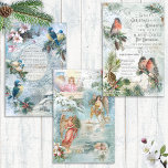 Elegant Vintage Rustic Winter Christmas Ephemera Wrapping Paper Sheet<br><div class="desc">Lovely trio of nostalgic and elegant designs featuring rustic winter landscapes,  snowbirds,  roses,  holly and pine with musical angels,  antique script and ornately engraved flourishes. These papers are perfect for decoupage or Christmas crafting projects.</div>
