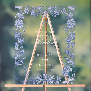 Élégant Vintage Rustique Français Bleu Mariage Flo