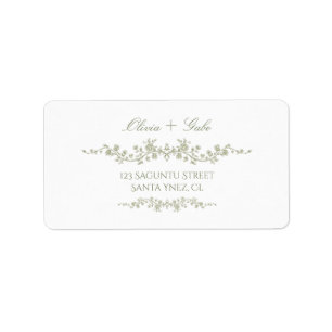 Elegant Vintage Sage Green French Floral Wedding  Label