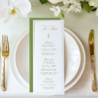 Elegant Vintage Sage Green Garden Wedding Menu