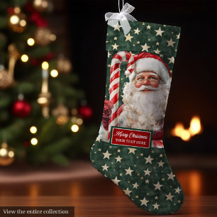Elegant Vintage Santa Stocking with Your Name
