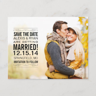 ELEGANT VINTAGE SAVE THE DATE POSTCARD