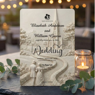 Elegant Vintage Scenic Church Storybook Wedding Invitation