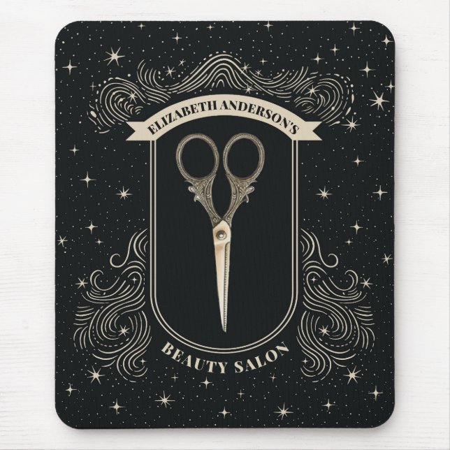 Elegant Vintage Scissors Hair Salon Mouse Pad (Front)