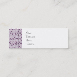 Elegant Vintage Script Typography Lettering Purple Mini Business Card