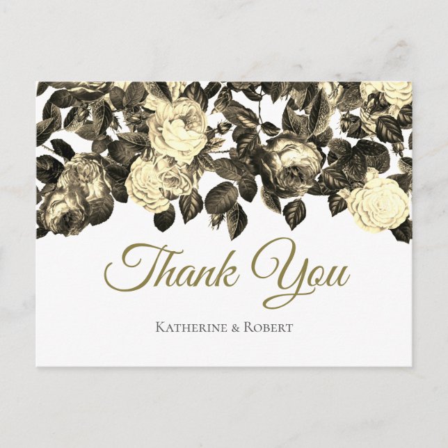 Elegant Vintage Sepia Beige Roses with Message Postcard (Front)