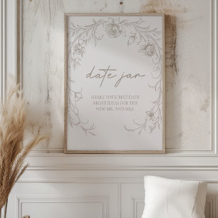 Elegant Vintage Sepia Date Night Idea Sign