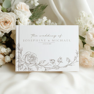 Elegant Vintage Sepia Floral Wedding Guest Book