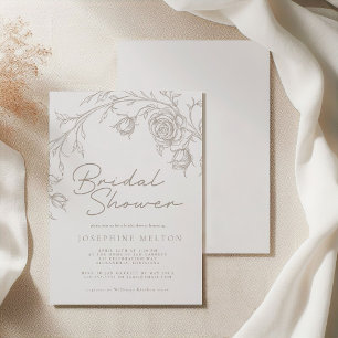 Elegant Vintage Sepia Rose Bridal Shower Invitation