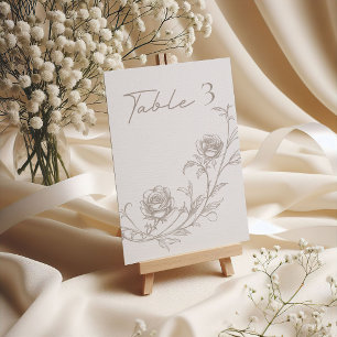 Elegant Vintage Sepia Wedding Table Number