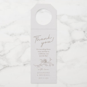 Elegant Vintage Sepia Wedding Wine Label Bottle Tag