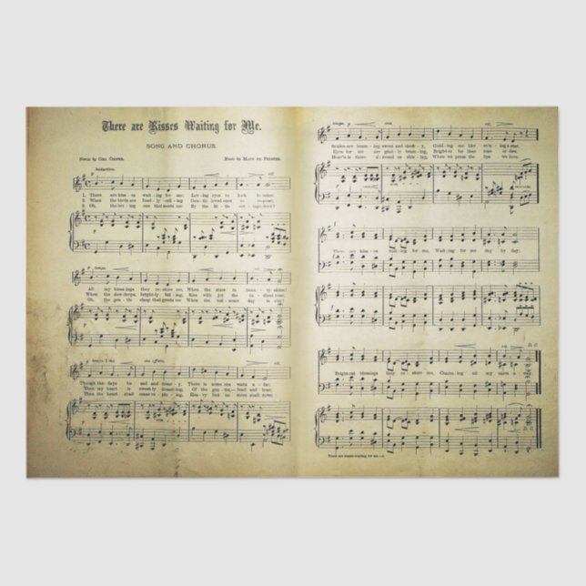 Elegant Vintage Sheet Music Notes Love Song (Front)
