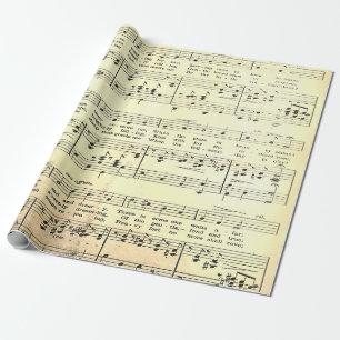 Elegant Vintage Sheet Music Notes Sepia Beige Wrapping Paper