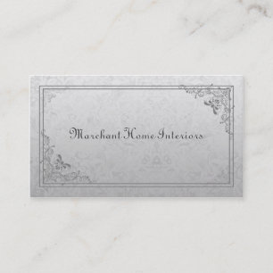 Elegant Vintage Silver Damask Business Cards