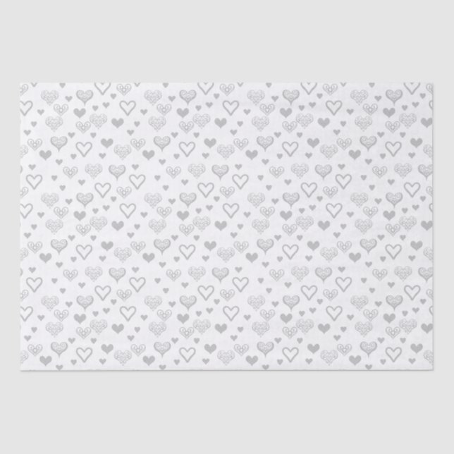 Elegant Vintage Silver Hearts Wedding, Engagement Tissue Paper (Front)