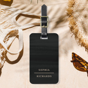 Elegant Vintage   Simple Minimal Black Luggage Tag