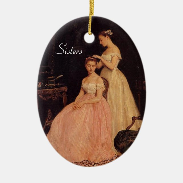 Elegant Vintage Sisters Ornament (Front)