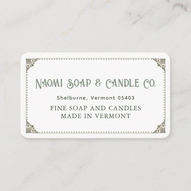 Elegant Vintage Soap Candle Enclosure Card Border (Front)