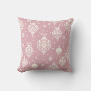 Elegant Vintage Soft Pink Christmas Ornaments Throw Pillow