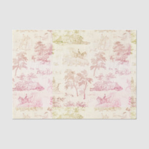 Elegant Vintage Soft Pink Horse Hunting Toile Tissue Paper