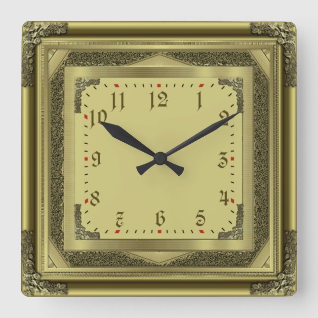 Elegant vintage square wall clock (Front)