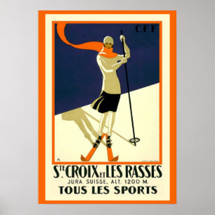 Elegant Vintage (Ste) St. Croix Skiing Poster