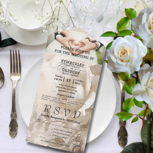 Elegant Vintage Style White Rose Photo Email All In One Invitation