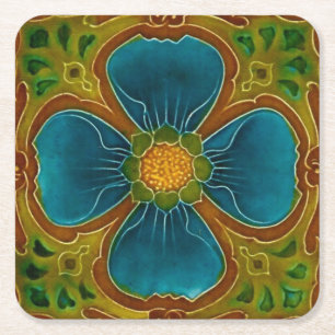 Elegant Vintage Stylish Modern Nouveau Art Square Paper Coaster