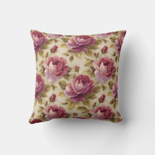 Elegant Vintage Stylish Romantic Floral Chic Throw Pillow