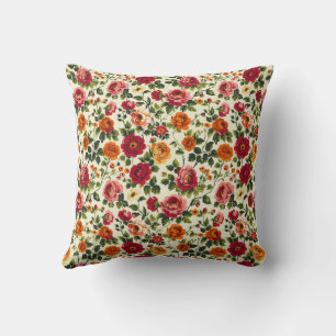 Elegant Vintage Stylish Romantic Floral Chic Throw Pillow