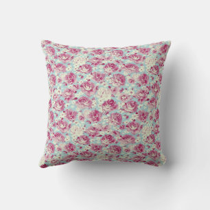 Elegant Vintage Stylish Romantic Floral Chic Throw Pillow